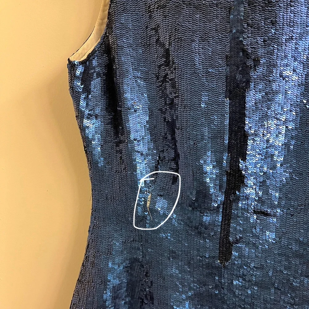 Needle & Thread Blue Floral Sequin Sleeveless Mini Dress Size US 2 - Picture 8 of 10